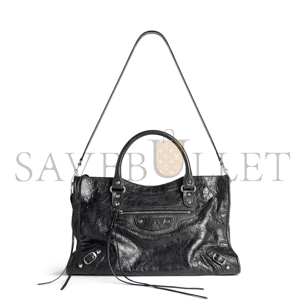 BALENCIAGA LE CITY MEDIUM BAG IN BLACK 7977862AA9S1000 (38*24*13cm)